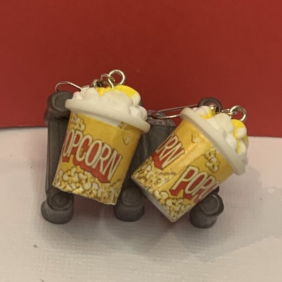 Popcorn Earring, Funny Food Earring, Gift Idea, Food Jewelry, Movie Earring - Picture 4 of 8